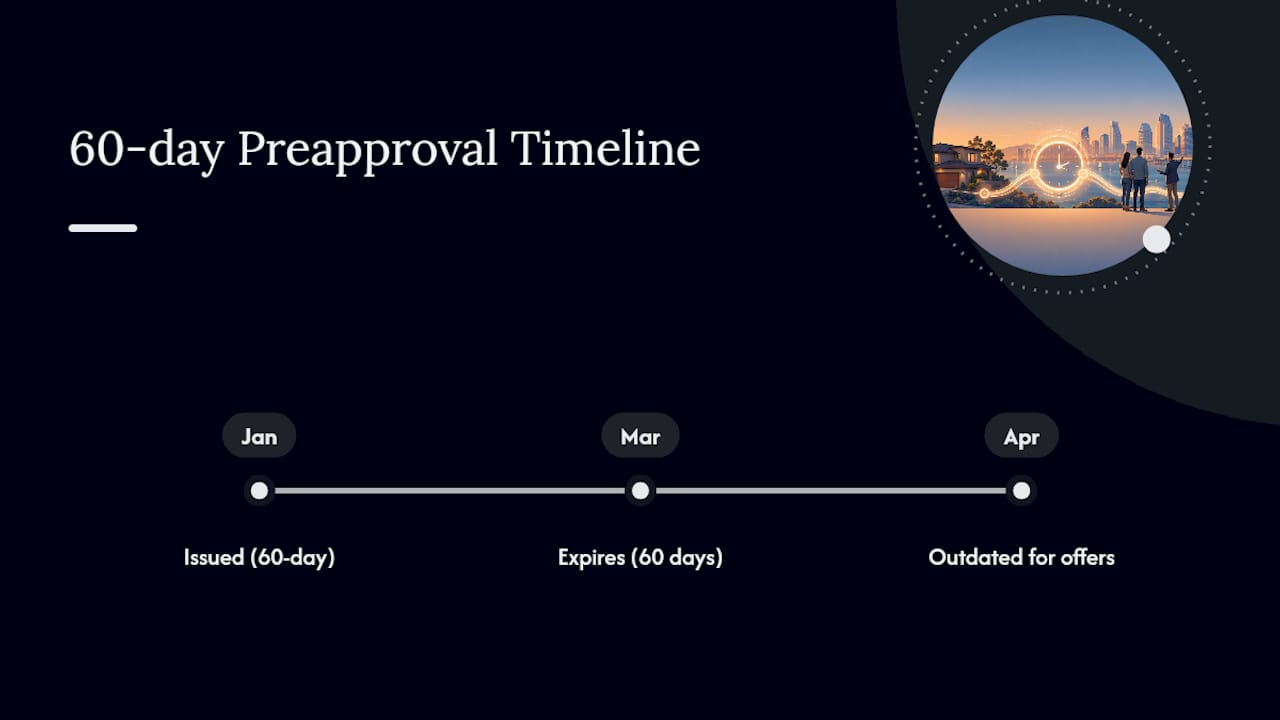 Timeline showing a preapproval letter expiring