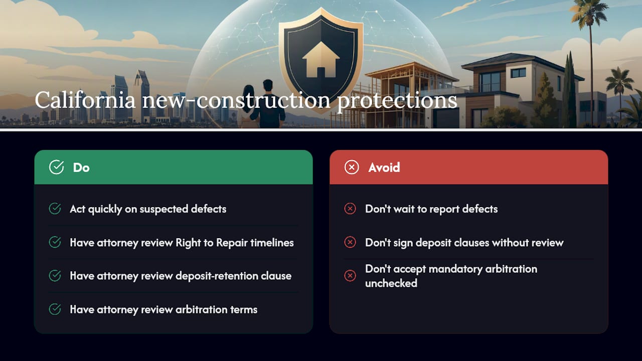 Legal Protections California Gives New-Construction Buyers — overview diagram