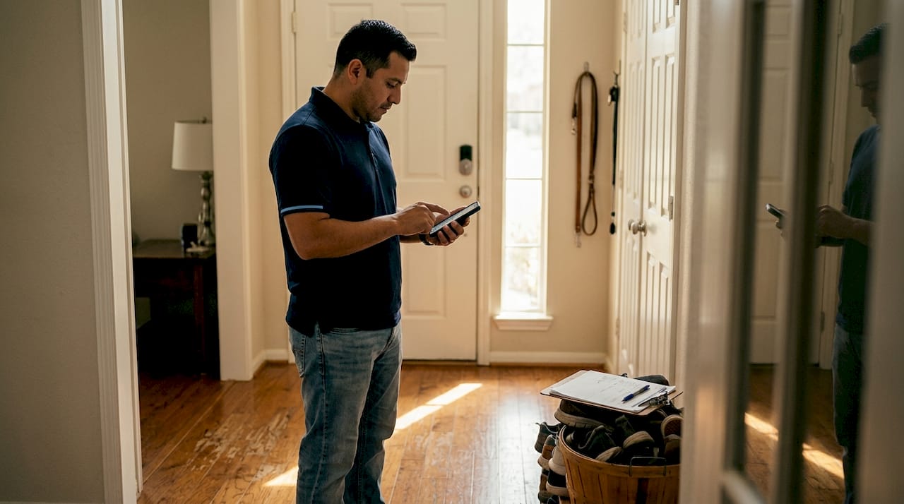 Contractor enters inspection updates in Texas home
