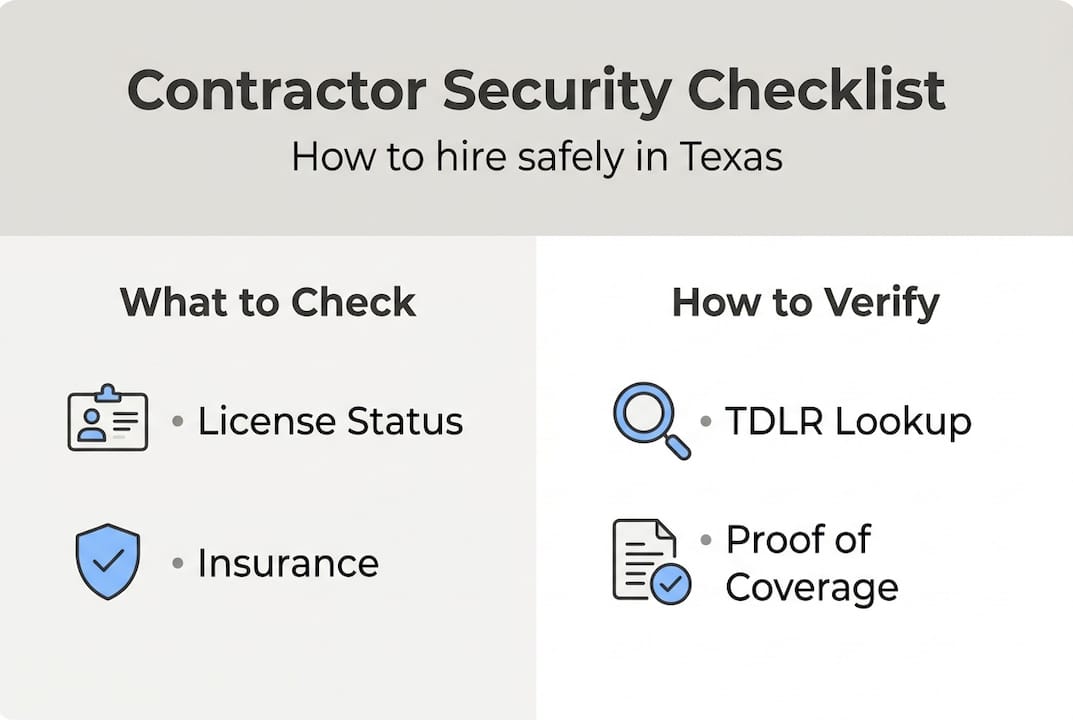 Infographic with contractor security checklist categories