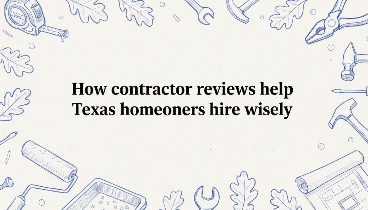Decorative title card with Texas home repair tools