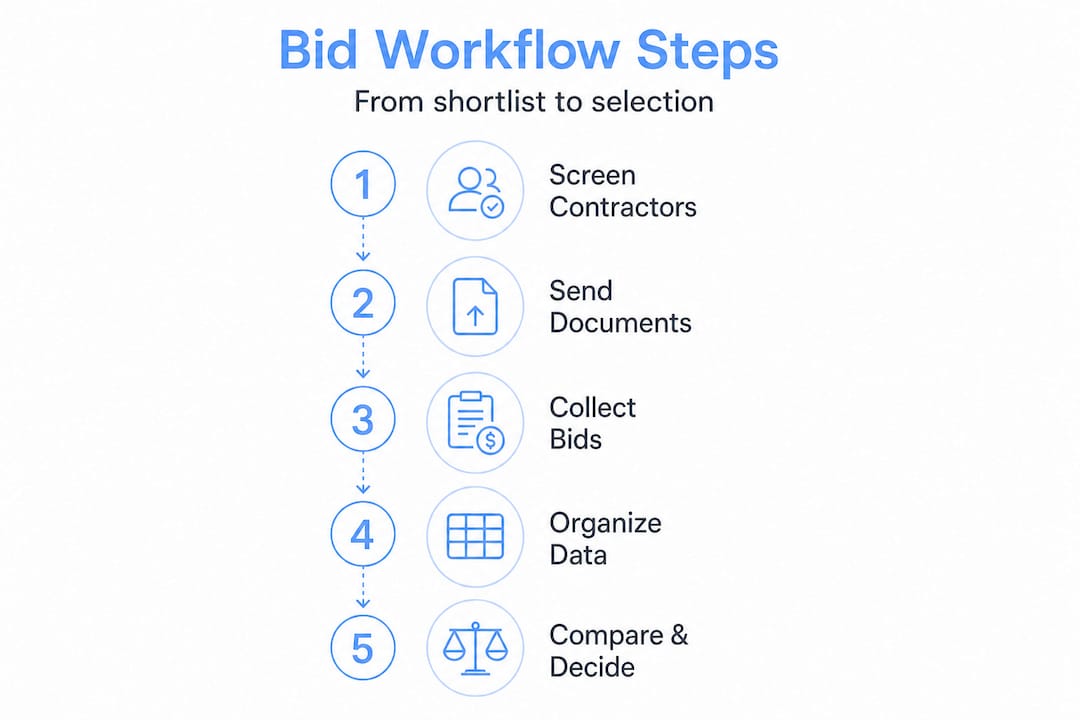 Infographic showing step-by-step bid workflow