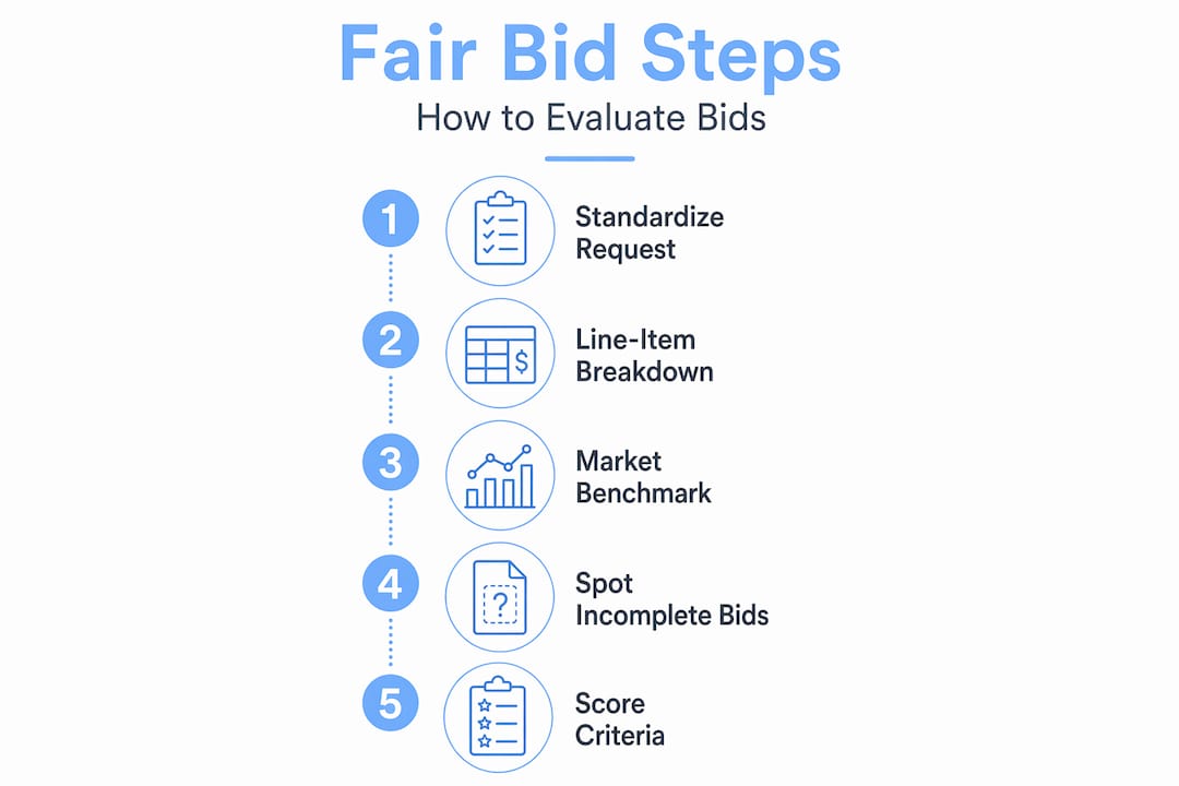 Infographic showing fair bid evaluation steps