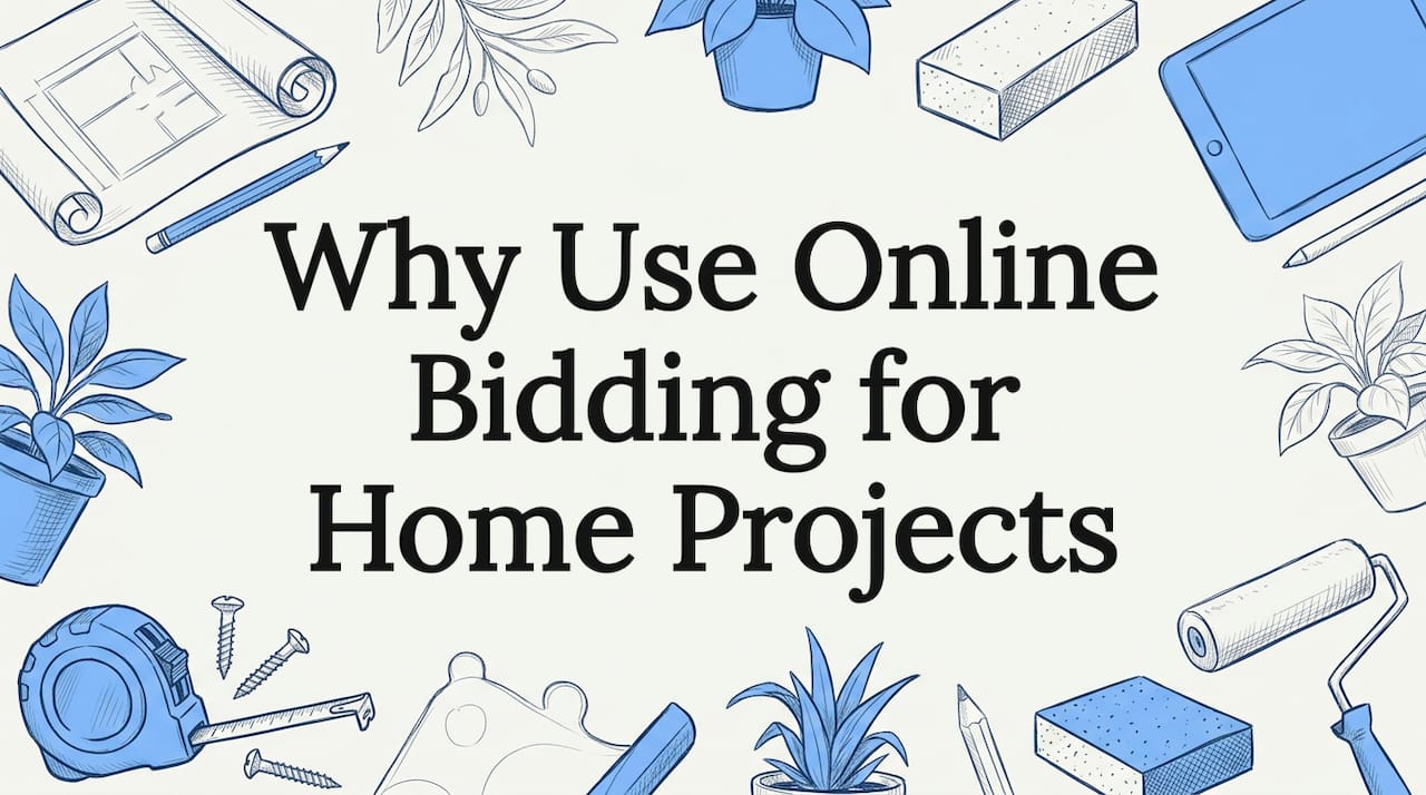 Decorative title card with home project tools framing