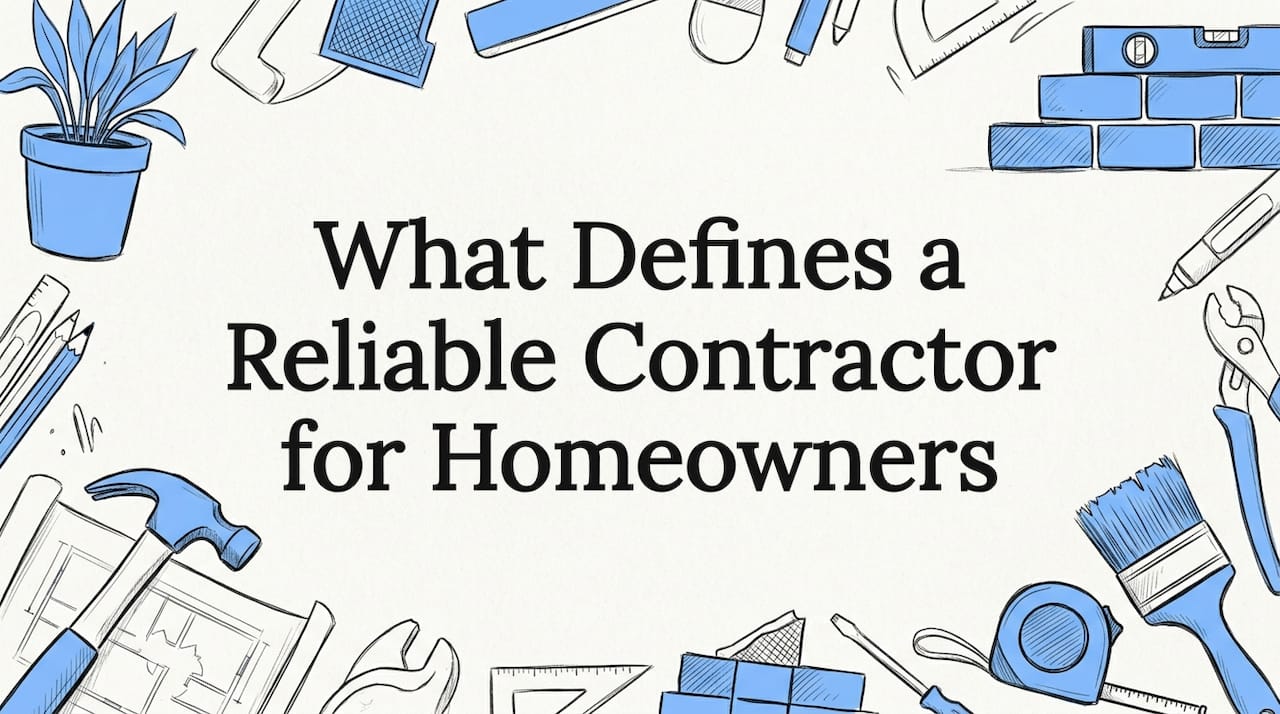 Hand-drawn home tools and plans framing clean title card