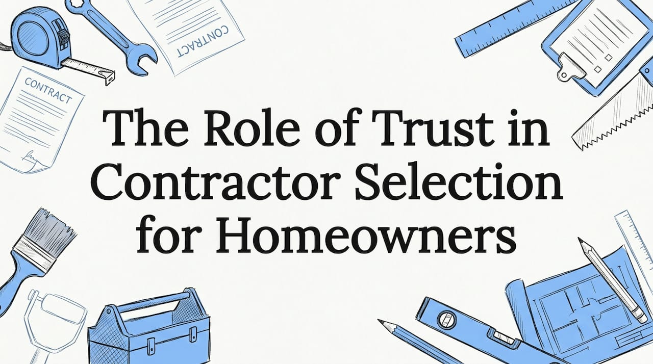 Decorative trust and contractor tools title card illustration