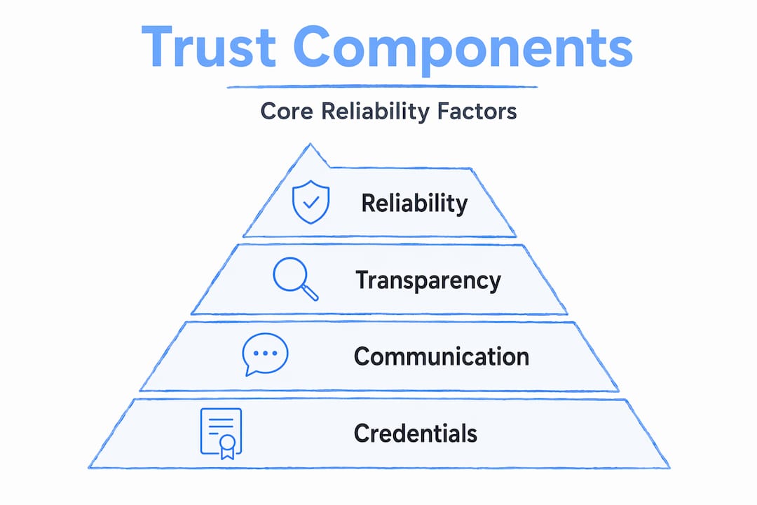 Hierarchy infographic showing trust core components