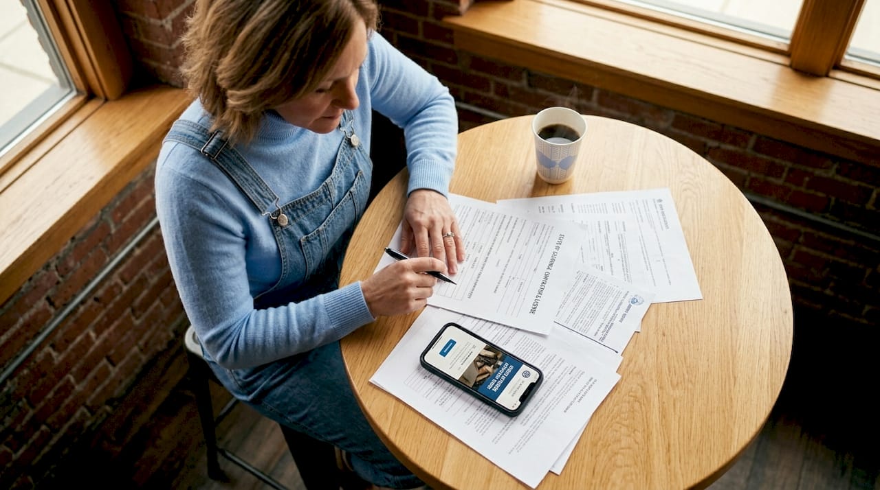 Homeowner verifying contractor license documents