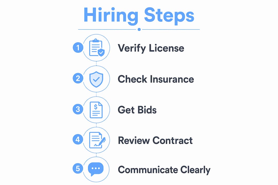 Infographic of hiring steps for Texas tradespeople