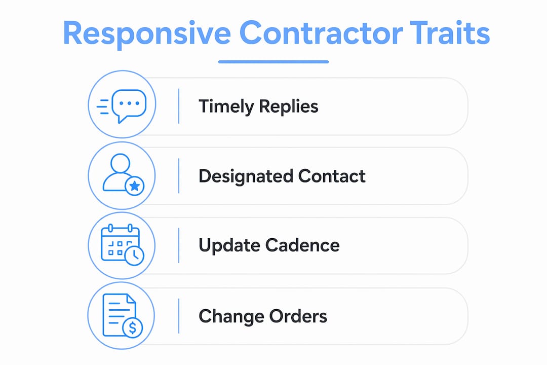 Infographic showing key traits of responsive contractors