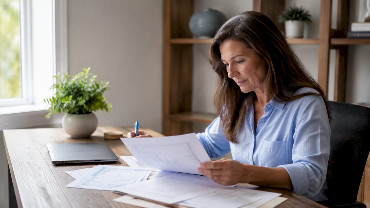 Person reviewing contractor bids at home