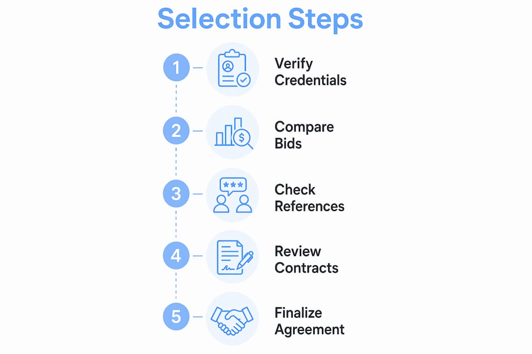 Infographic illustrating service provider selection steps