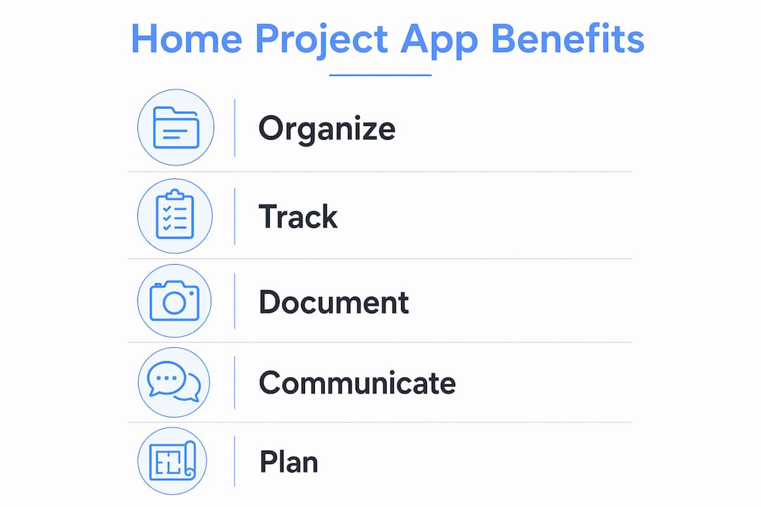 Infographic showing key benefits of home project apps