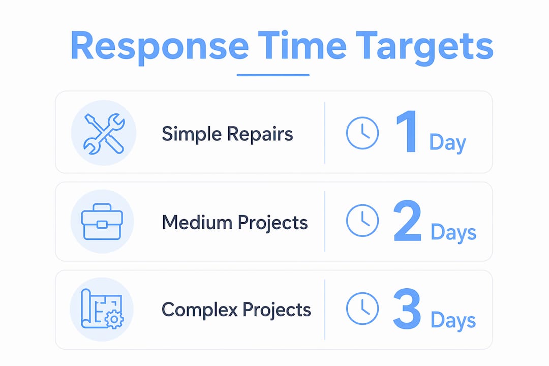 Infographic showing response time targets for projects