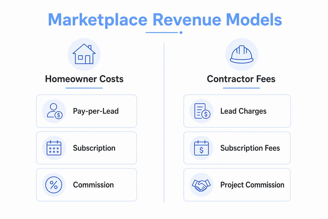 Infographic comparing marketplace monetization methods
