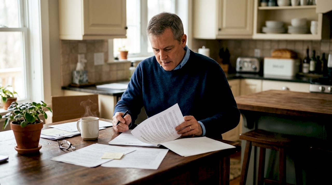 Homeowner reviewing contract papers