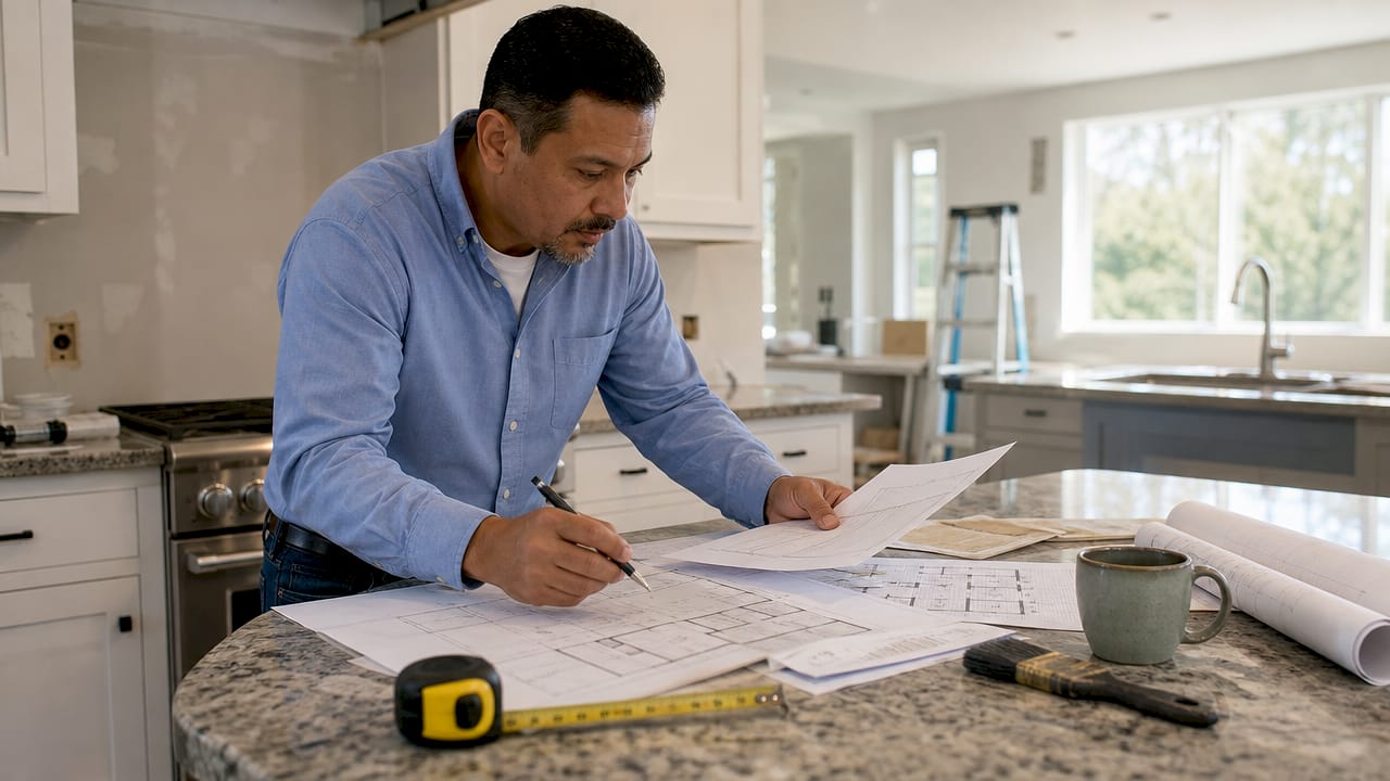 Contractor reviewing renovation labor costs