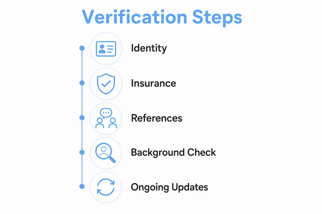 Infographic showing tradesperson verification steps