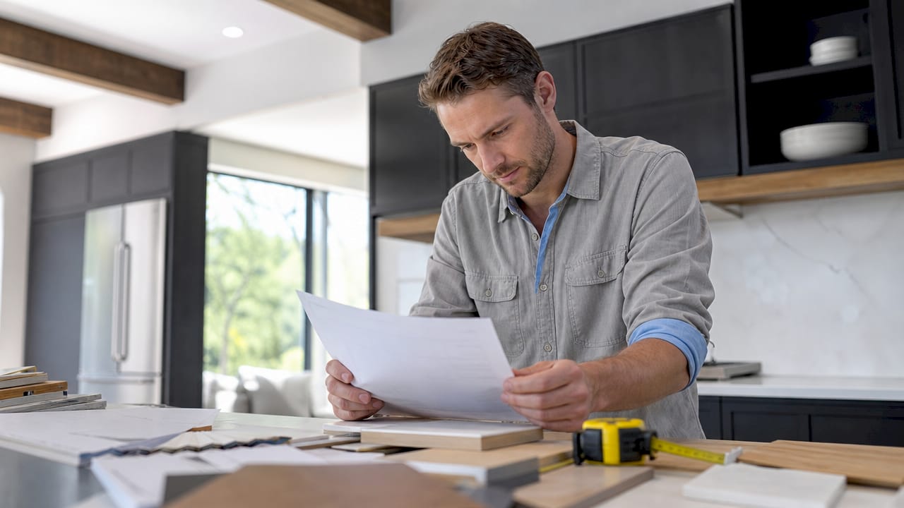 Contractor reviewing renovation budget estimate