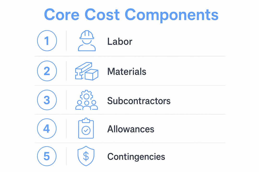 Infographic showing core components of renovation pricing