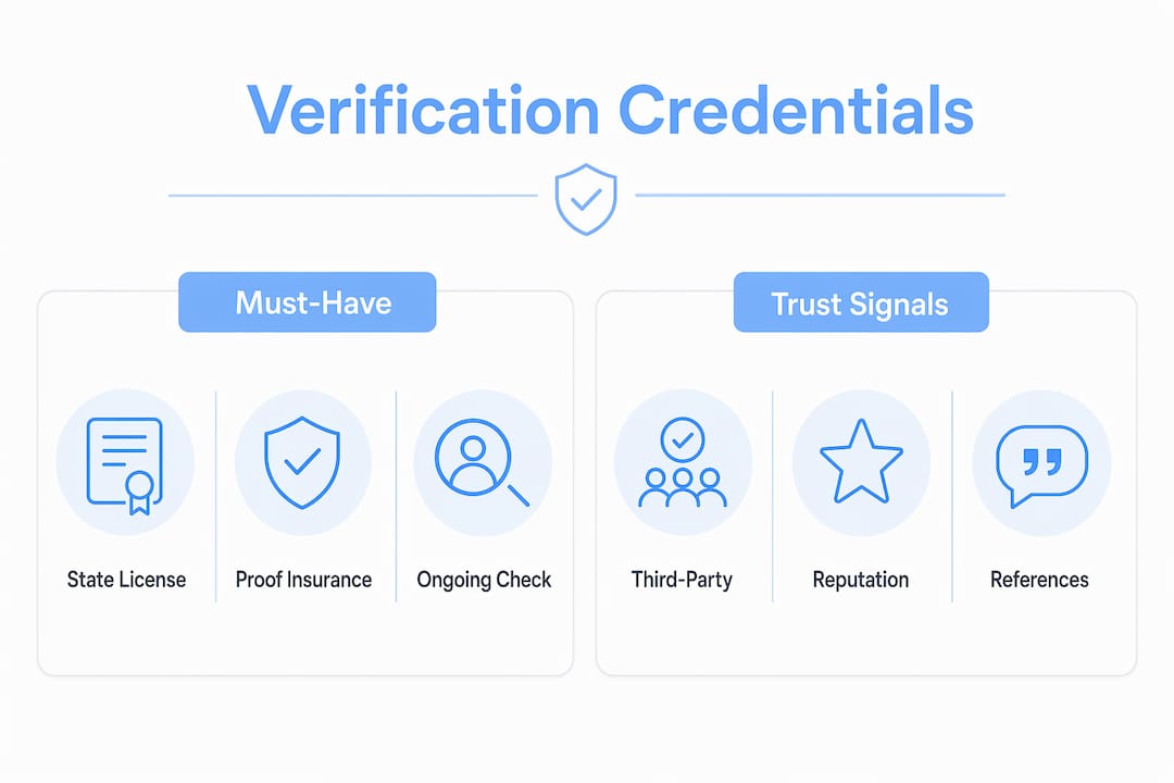 Infographic comparing verification credentials for contractors