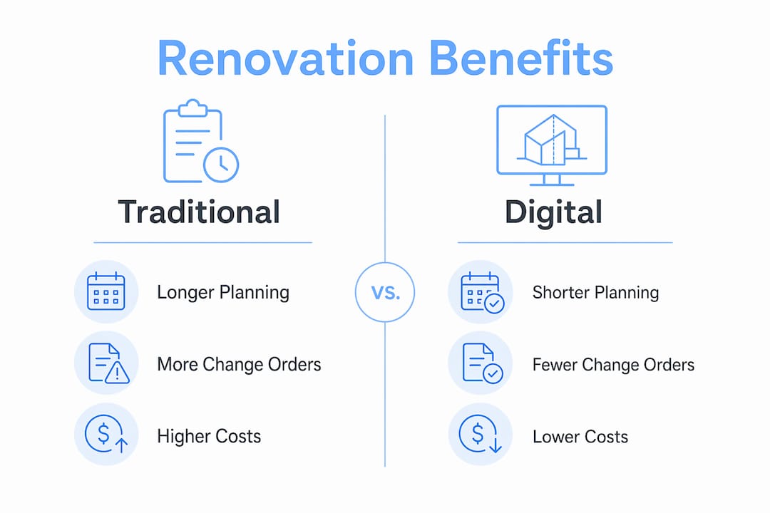 Infographic comparing traditional and digital renovation