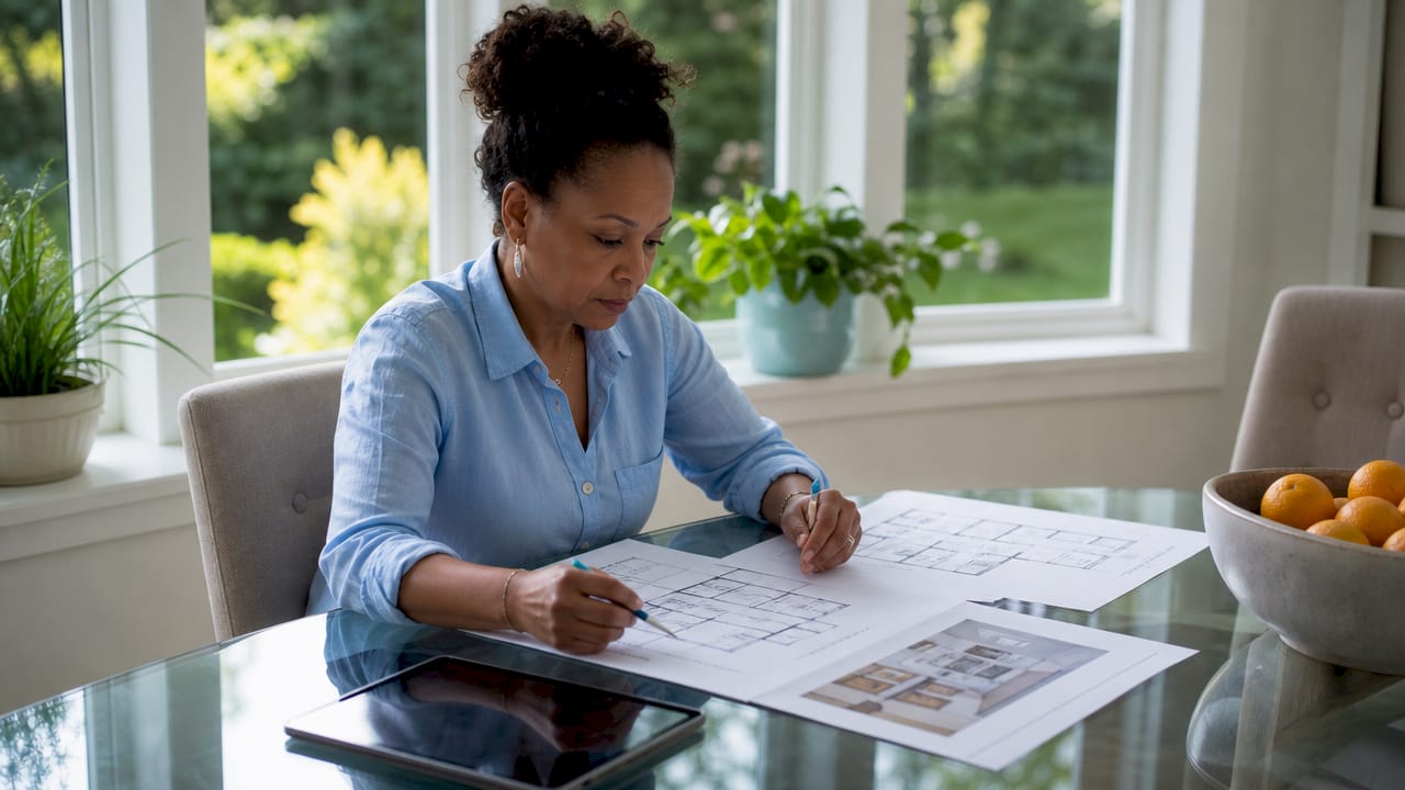 Homeowner reviewing renovation plans