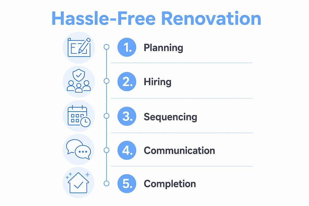 Infographic showing renovation process steps