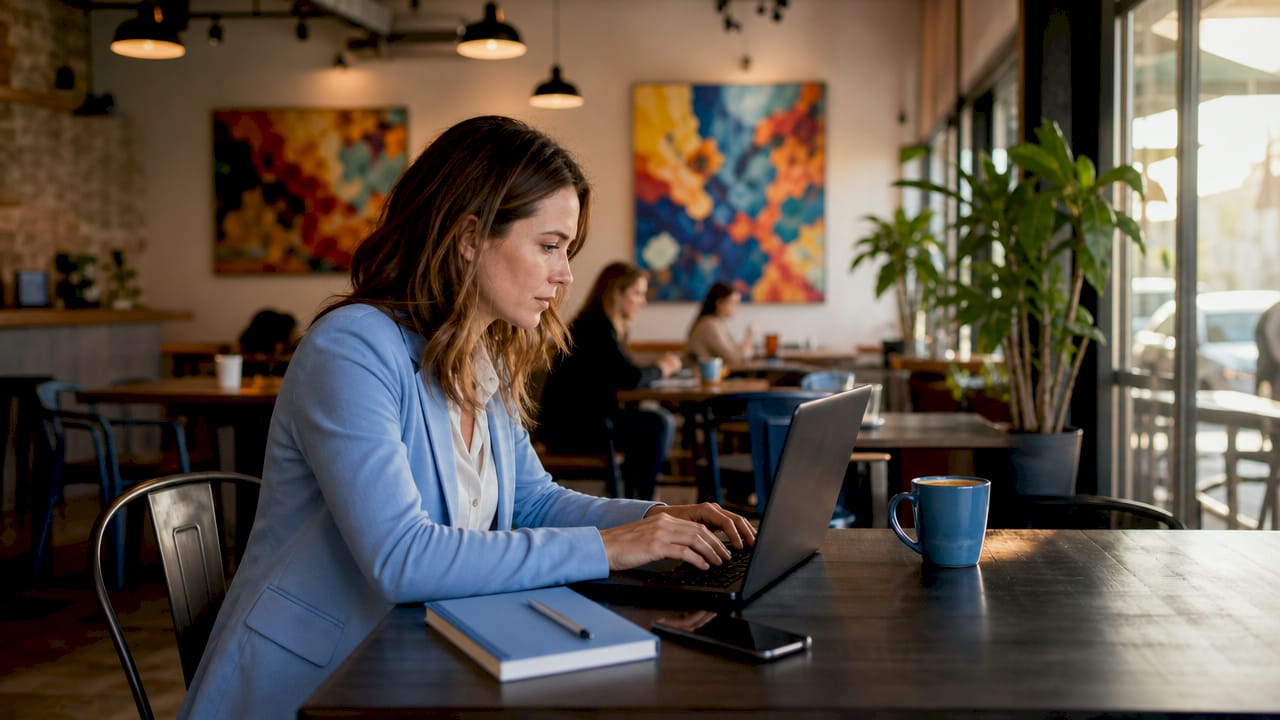 Person optimizing Google Business Profile at desk
