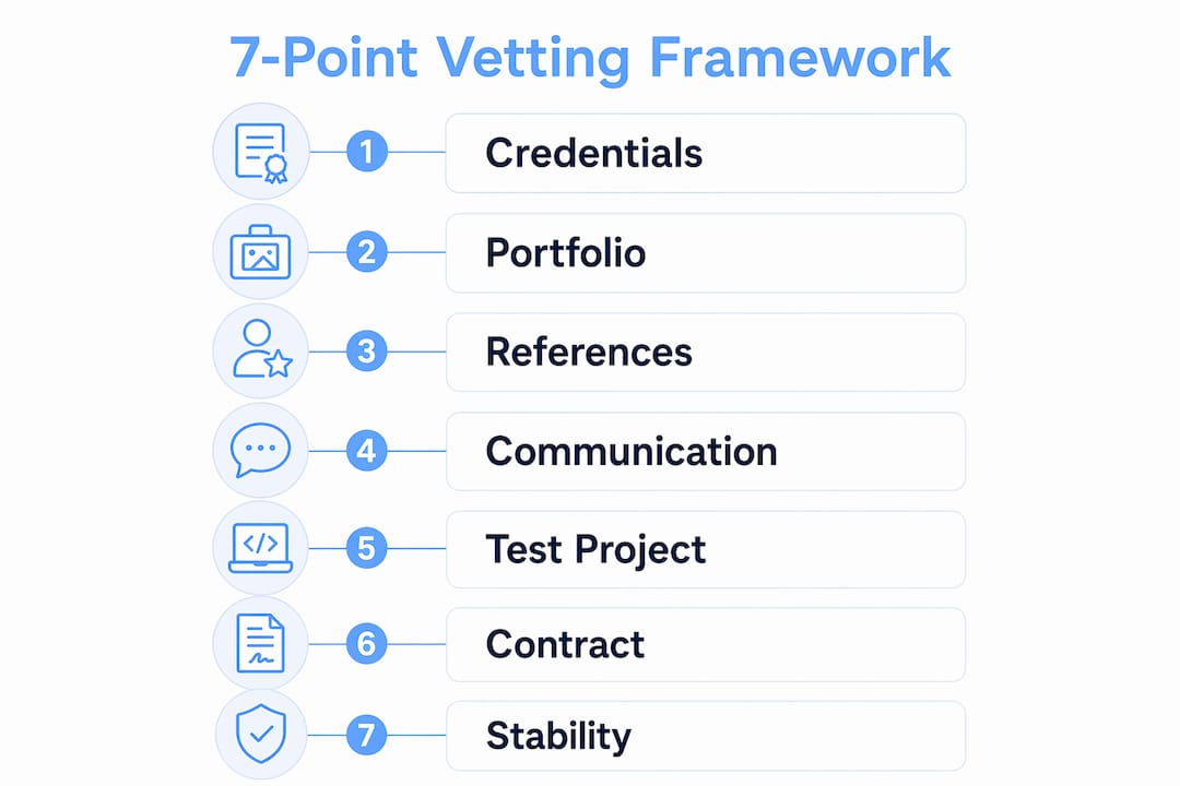 Infographic showing 7-point vetting steps