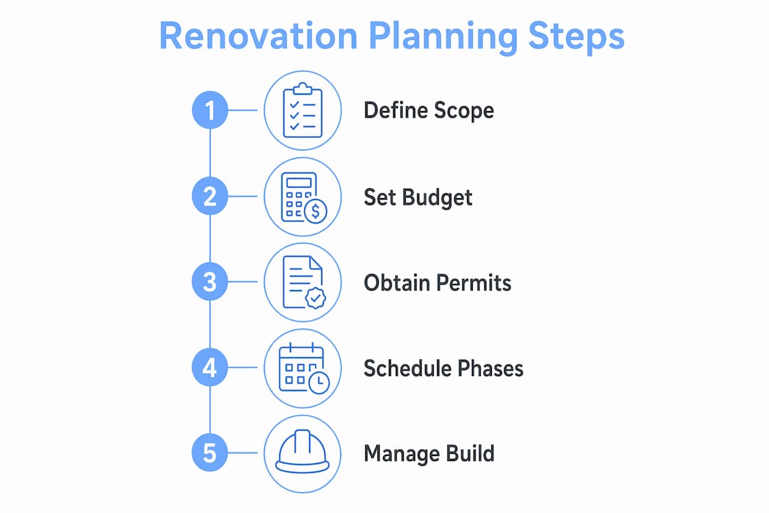 Infographic showing renovation planning steps
