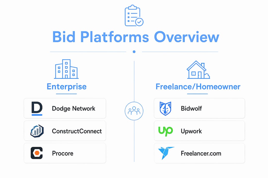 Infographic comparing construction bid platforms