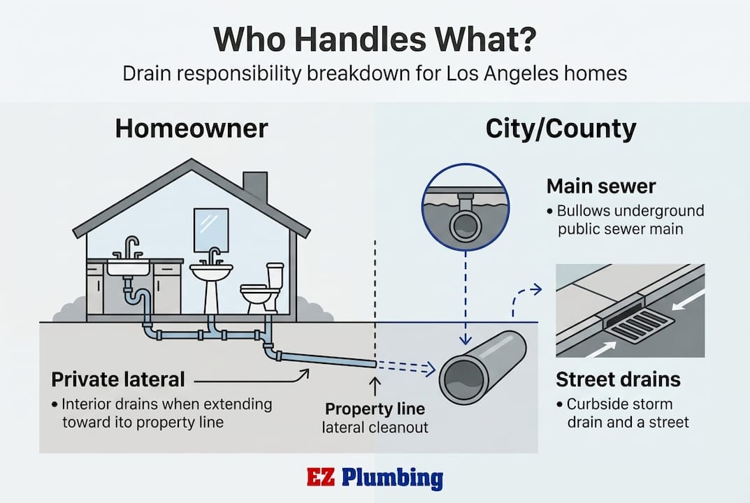 Infographic showing LA homeowner vs city drain duties