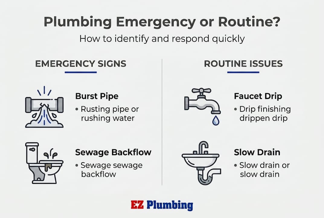 Infographic comparing plumbing emergency and routine issues