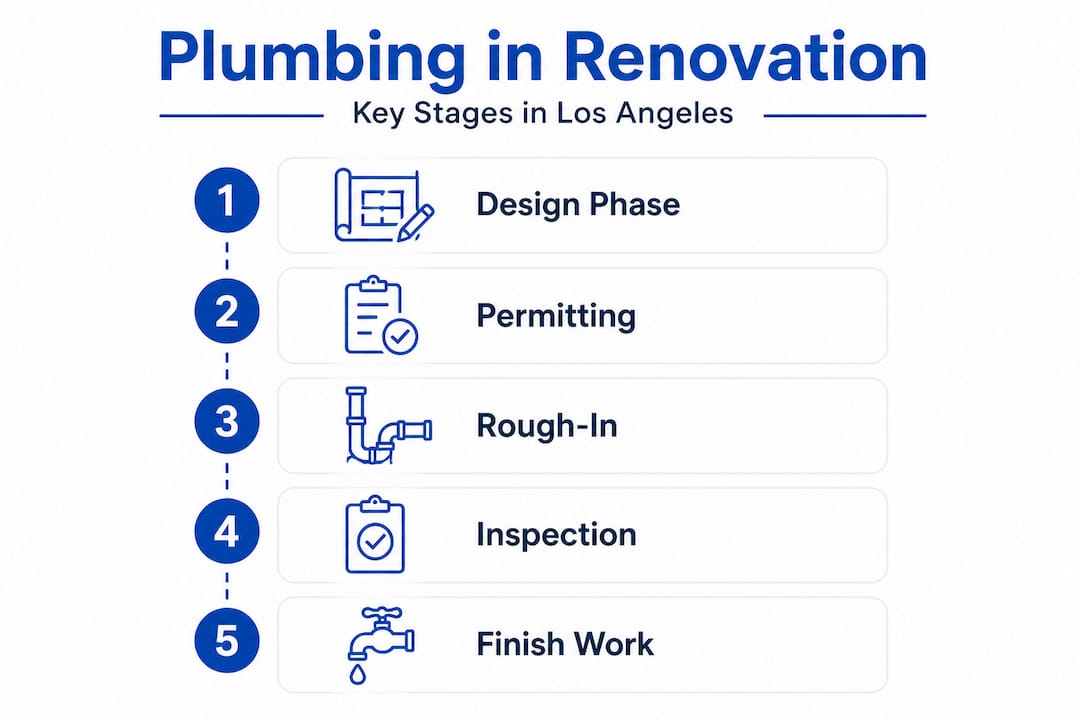 Infographic of key plumbing stages in renovation