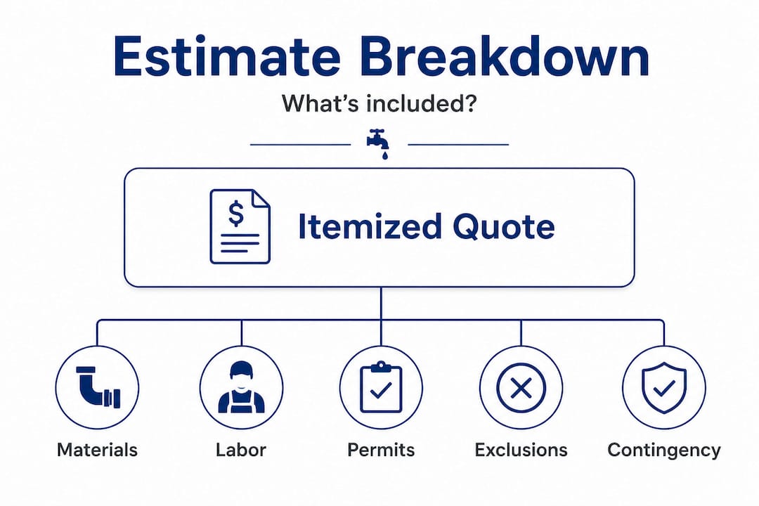 Infographic showing components of plumbing estimate