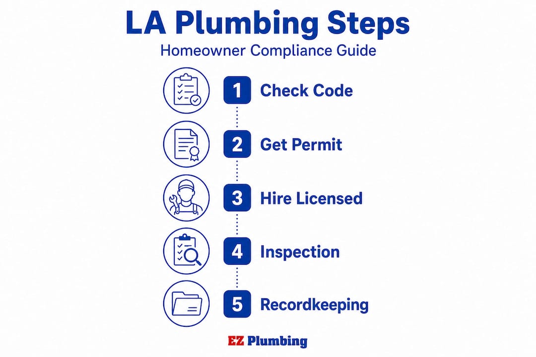 Infographic showing steps for plumbing code compliance