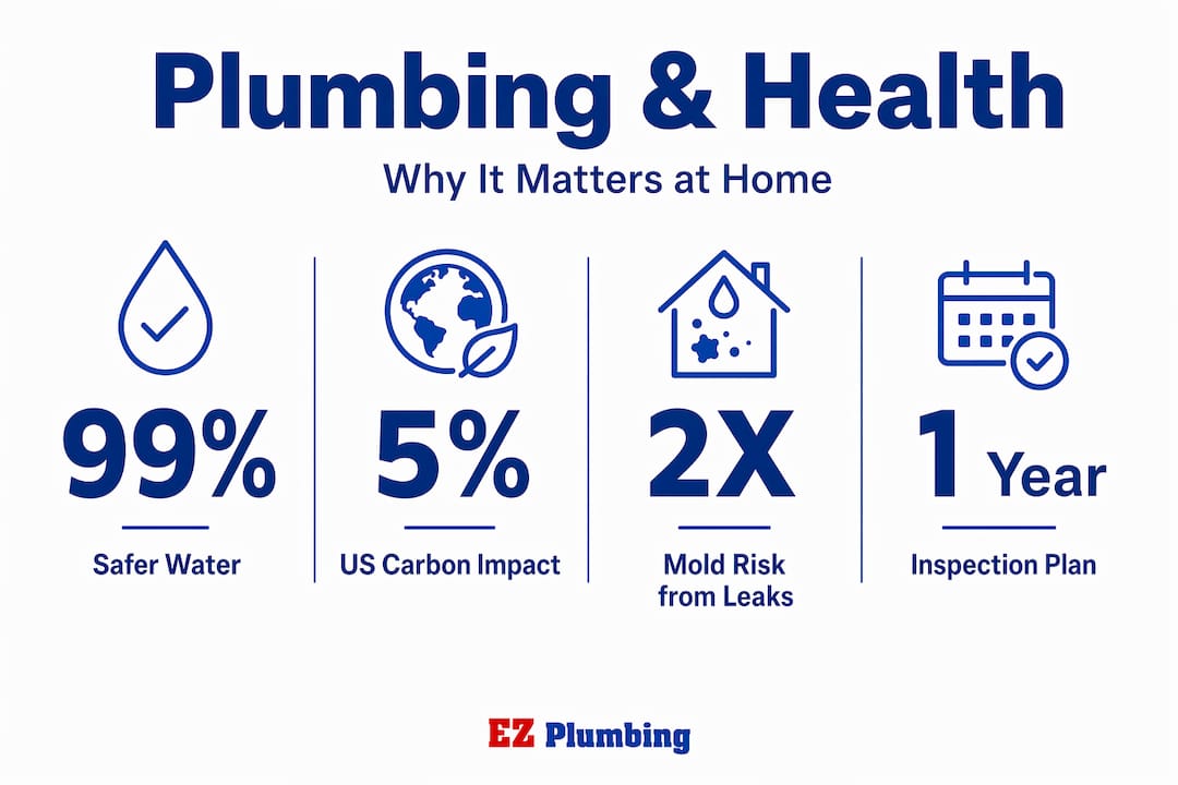 Infographic showing plumbing health facts and stats