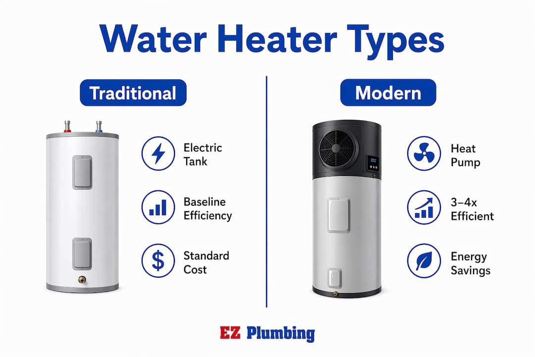 Infographic comparing traditional and modern water heaters