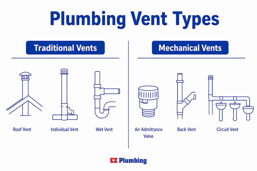 Infographic comparing plumbing vent types