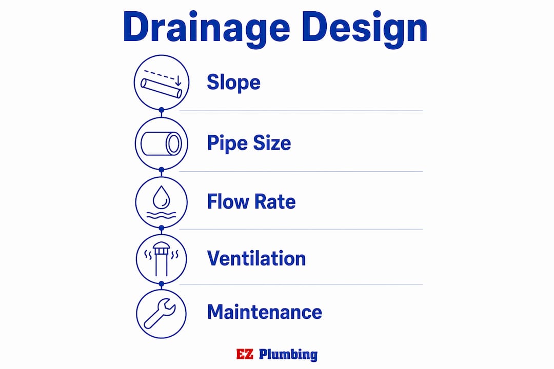 Infographic illustrating key drainage design steps