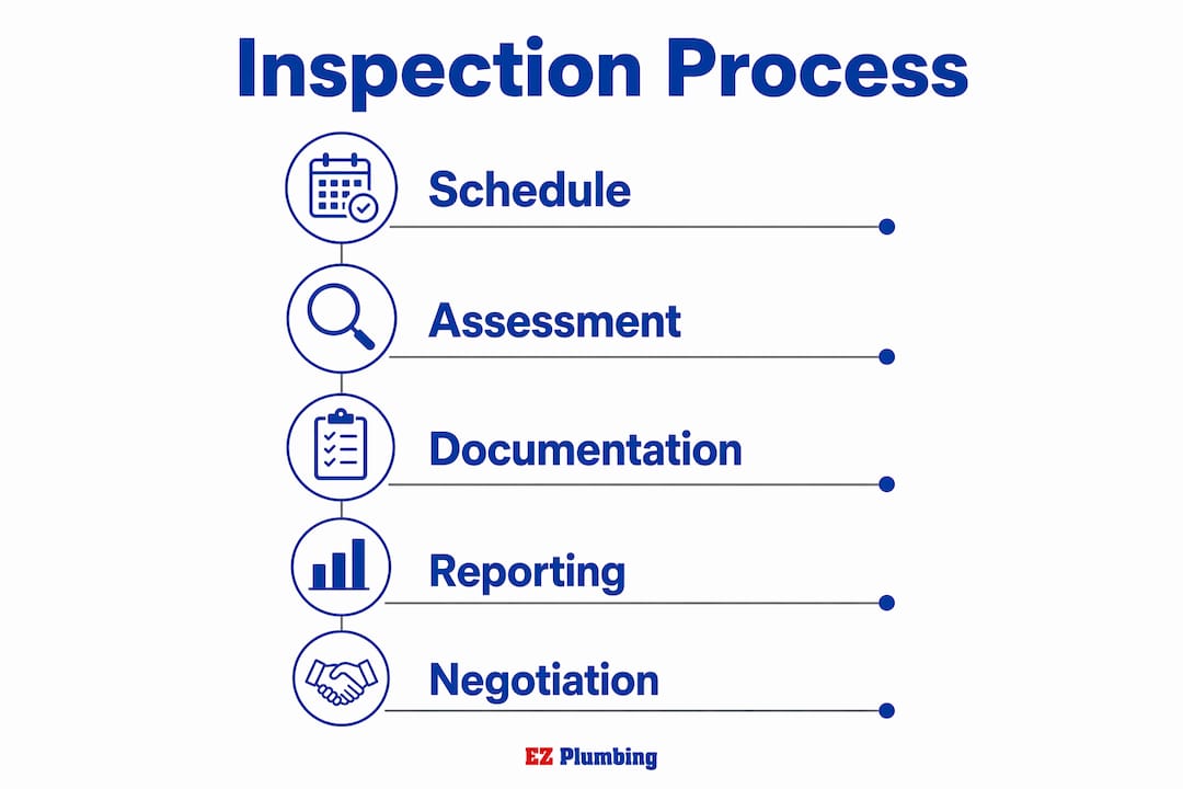 Infographic showing plumbing escrow inspection steps