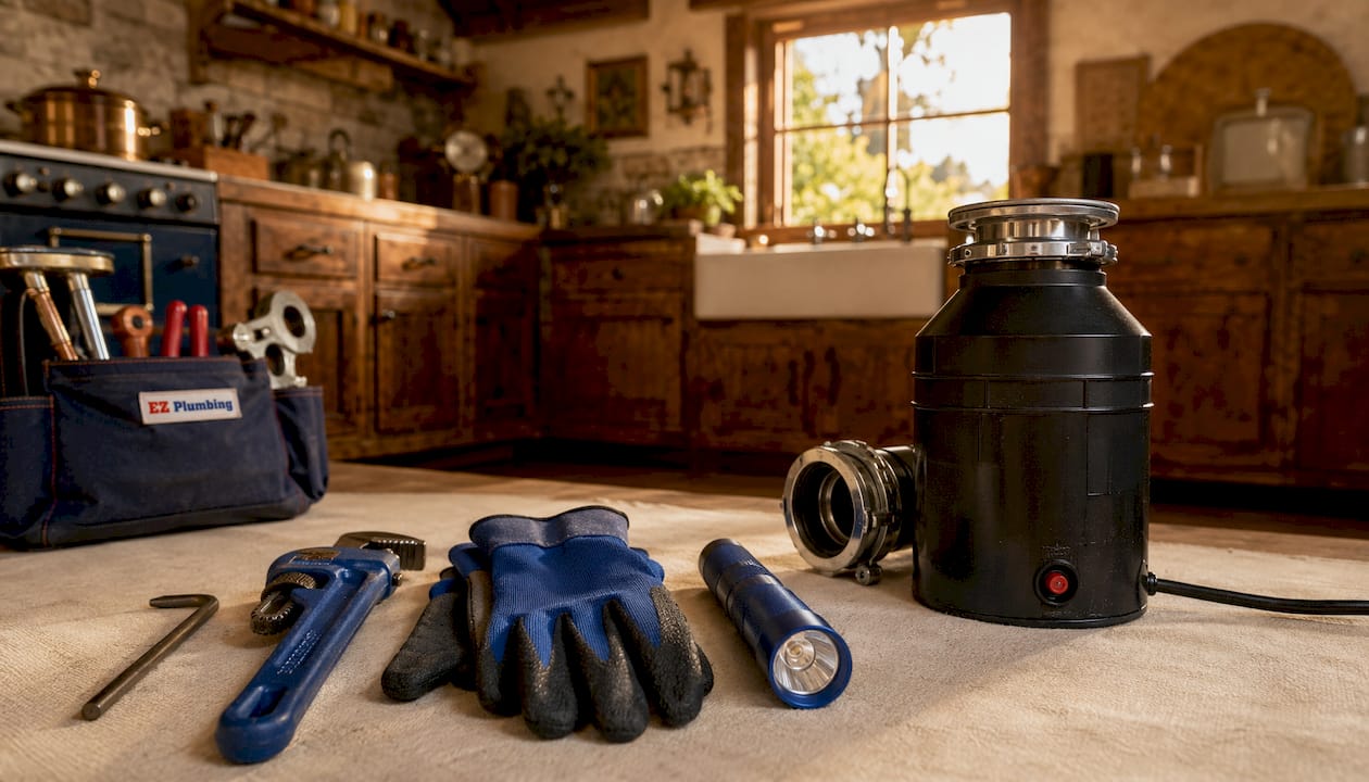 Safe tools setup for garbage disposal repair
