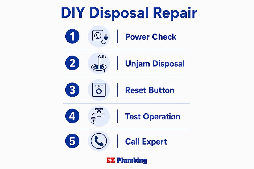 Infographic illustrating DIY garbage disposal repair steps