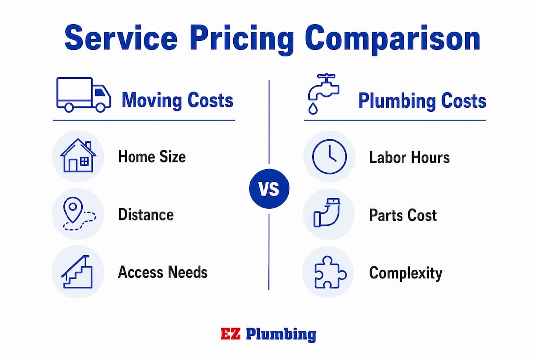 Infographic comparing moving and plumbing service pricing