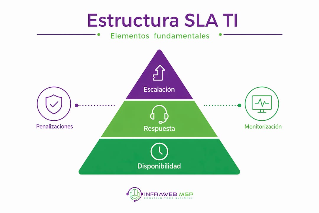 Infografía sobre la estructura jerárquica de los SLA en IT: aspectos fundamentales que debes conocer