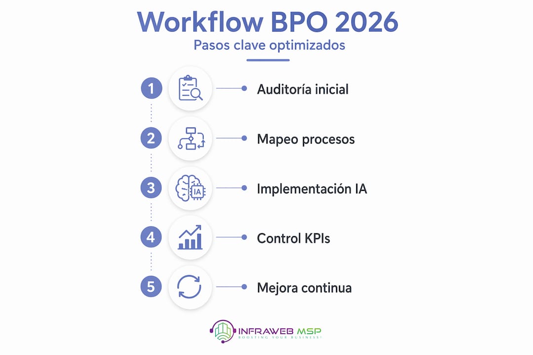 Infografía con los pasos clave del proceso BPO