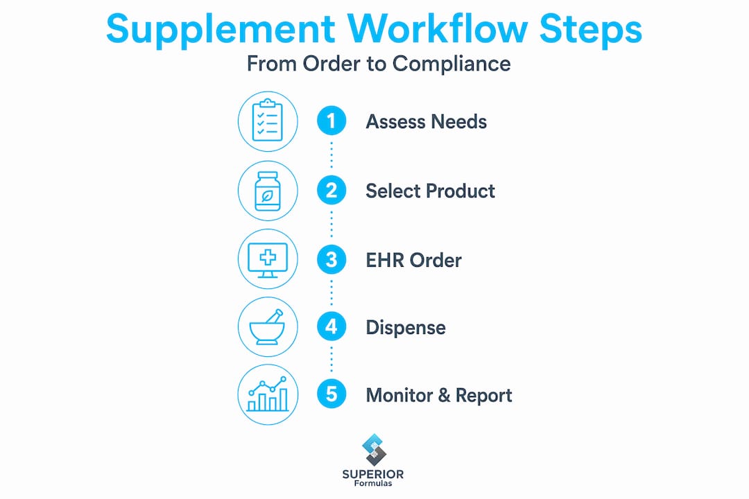 Infographic showing clinical supplement workflow steps