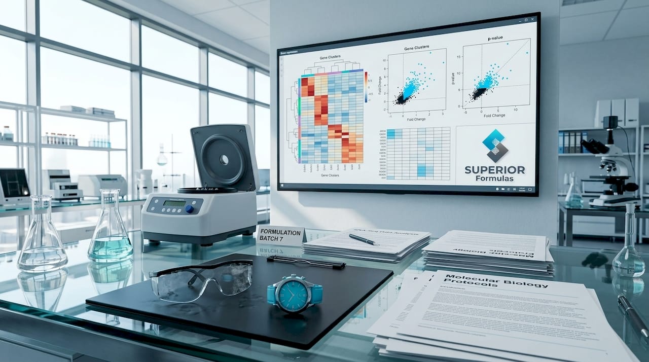 Scientist analyzing aging research data in lab