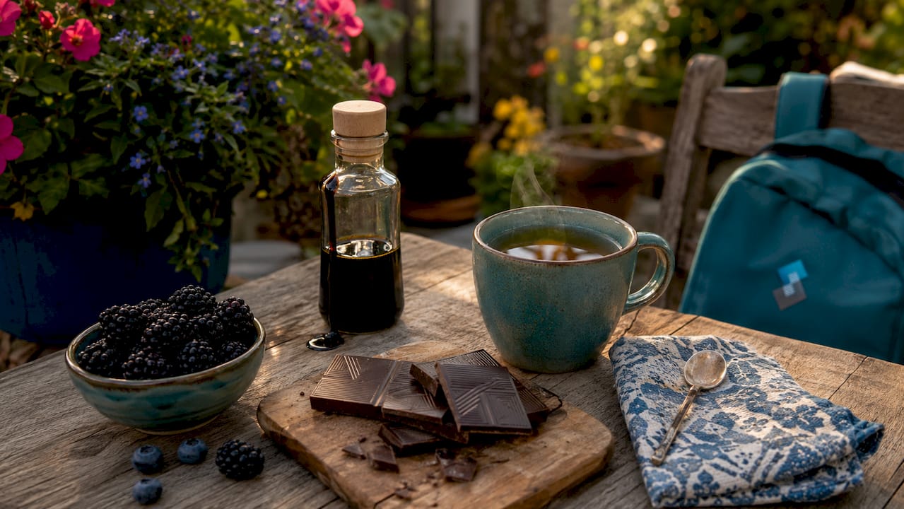 Close-up of antioxidant rich foods on table